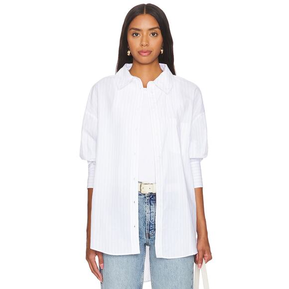 Anine Bing Tops - Anine Bing Mika Shirt in White & Black Women’s Size Small